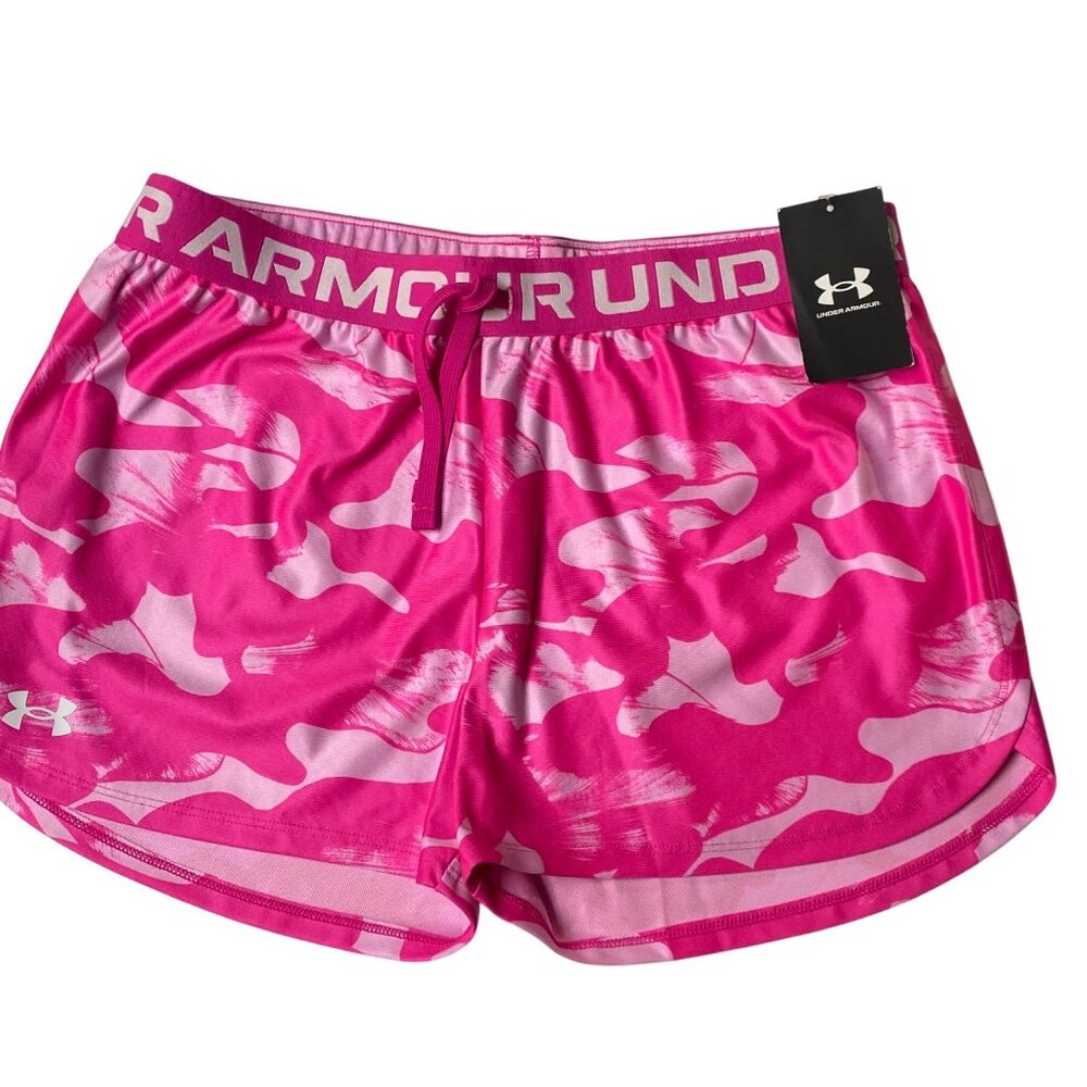 Under‎ Armour Youth Women Pink Camouflage Shorts YXL Nwt